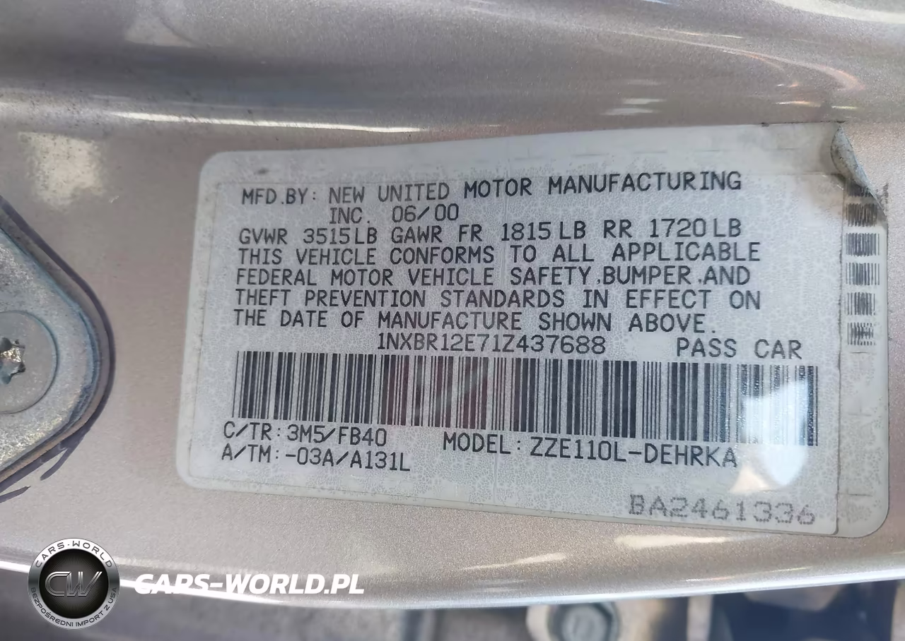 2001 Toyota Corolla Ce VIN:1NXBR12E71Z437688 - 9