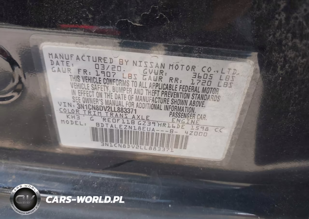 2020 Nissan Versa S Xtronic Cvt VIN:3N1CN8DV2LL883371 - 9