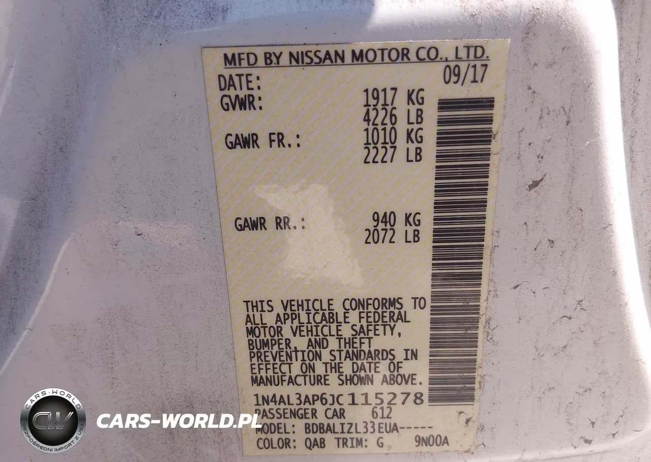 2018 Nissan Altima 2.5 Sv VIN:1N4AL3AP6JC115278 - 9
