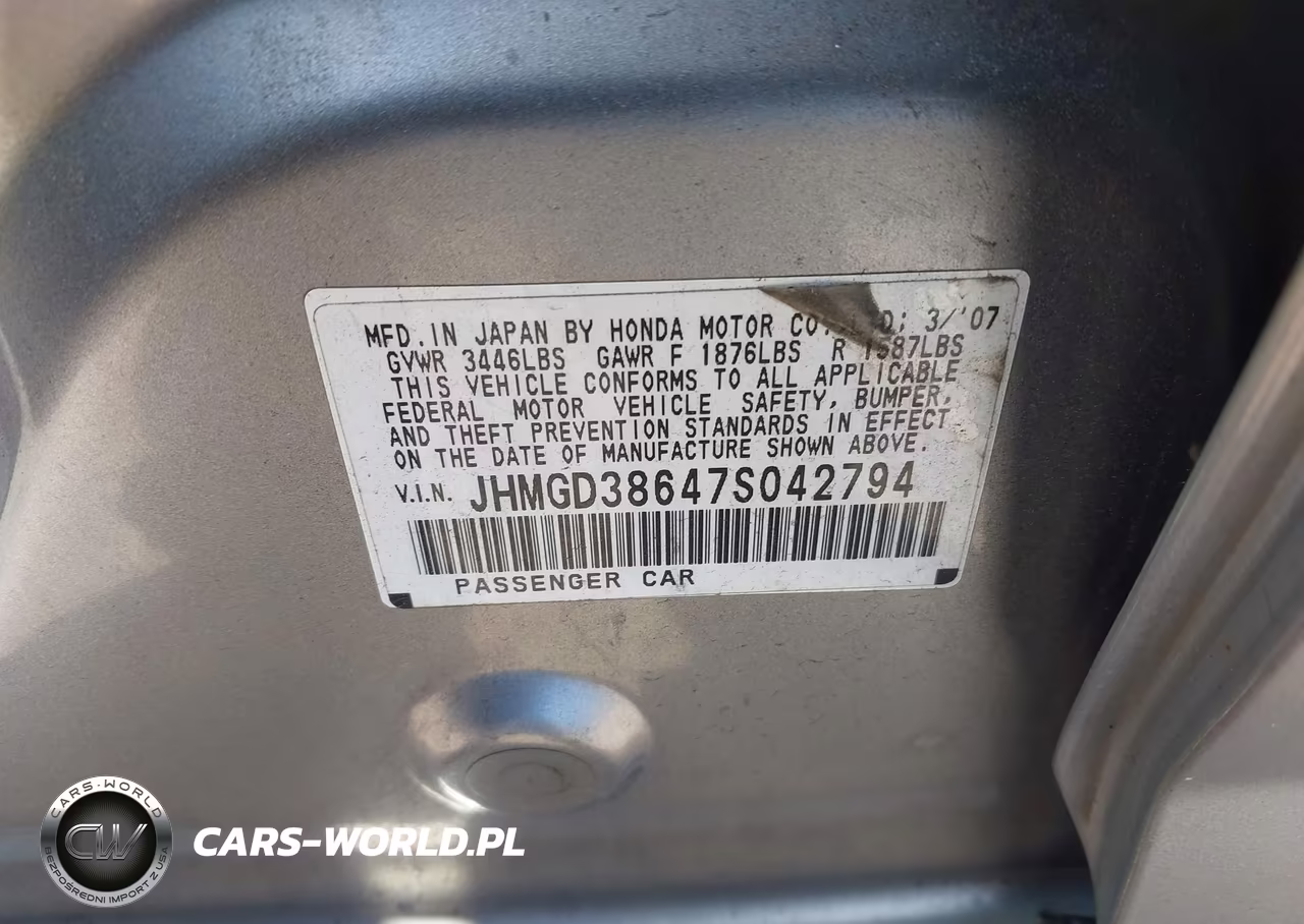 2007 Honda Fit Sport VIN:JHMGD38647S042794 - 9