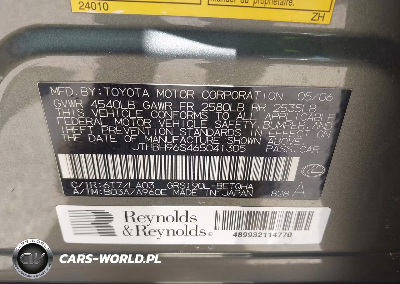 2006 Lexus Gs 300 VIN:JTHBH96S465041305 - 9