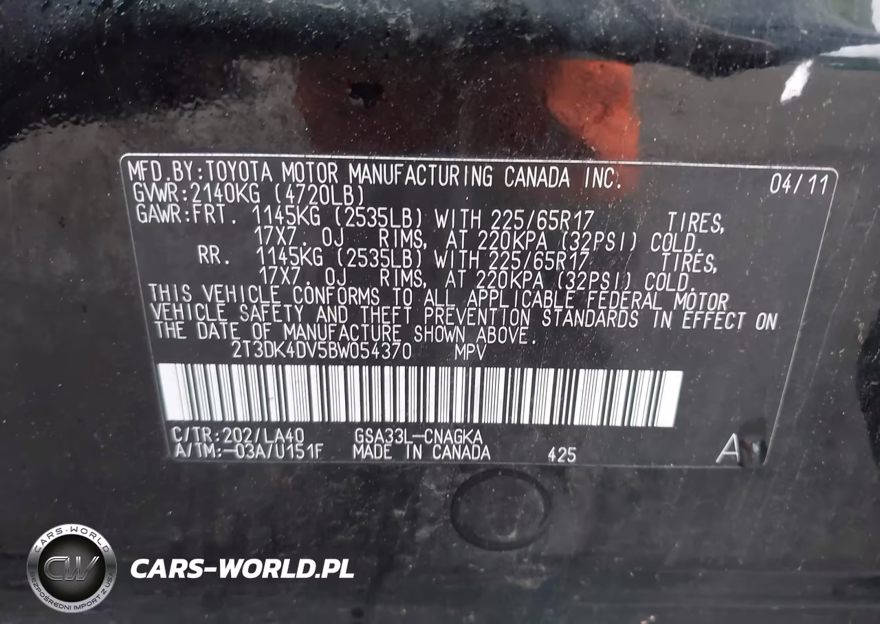 2011 Toyota Rav4 Limited V6 VIN:2T3DK4DV5BW054370 - 9