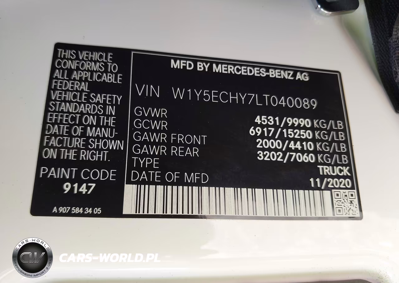2020 Mercedes-Benz Sprinter 3500 High Roof V6 VIN:W1Y5ECHY7LT040089 - 9