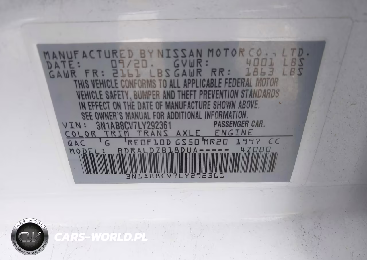 2020 Nissan Sentra Sv Xtronic Cvt VIN:3N1AB8CV7LY292361 - 9