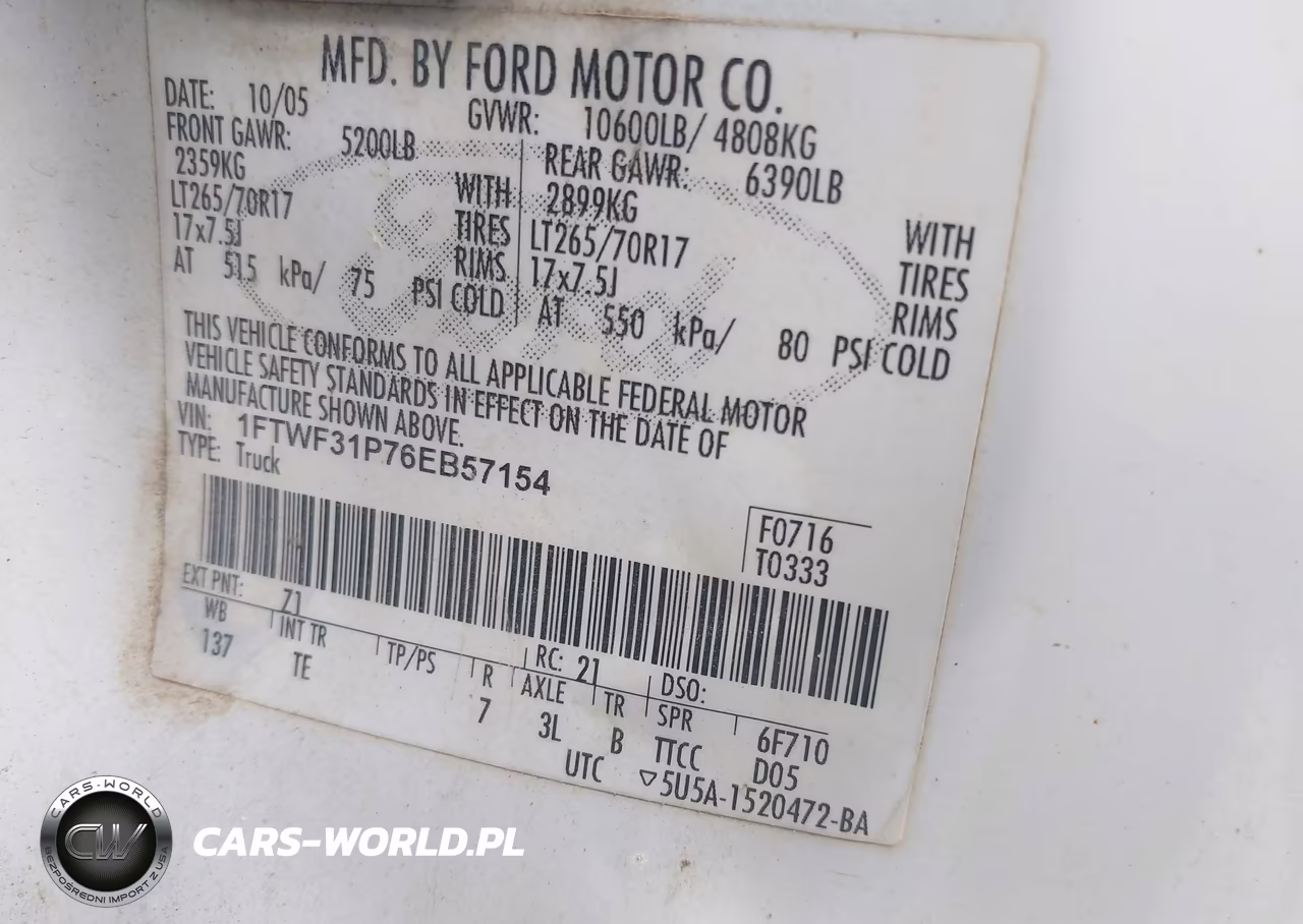2006 Ford F-350 Xl-Xlt VIN:1FTWF31P76EB57154 - 8