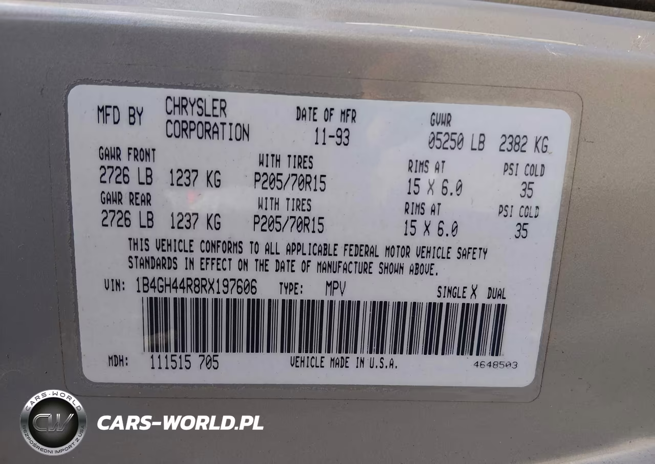 1994 Dodge Grand Caravan Se VIN:1B4GH44R8RX197606 - 9