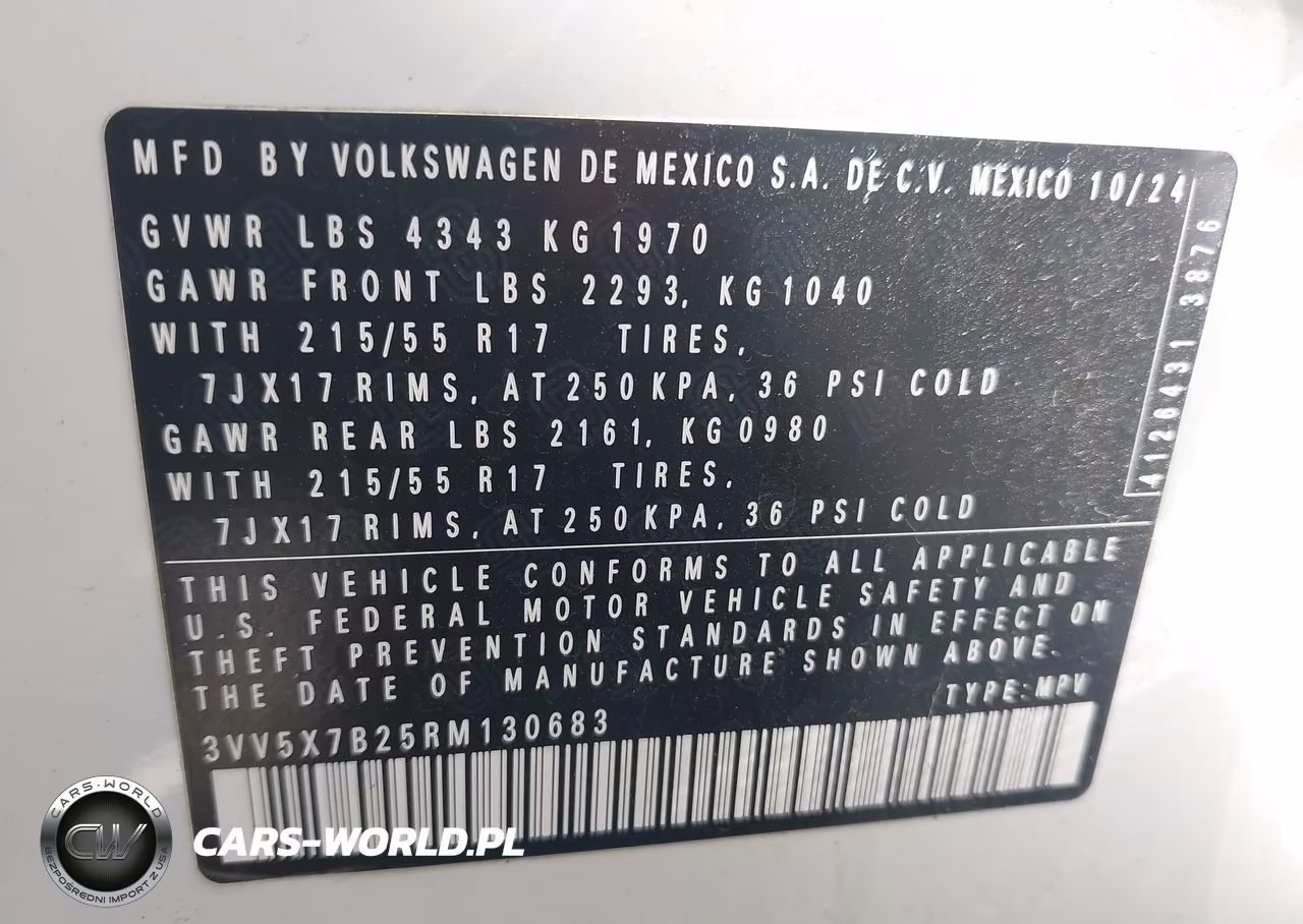 2024 Volkswagen Taos 1.5T S VIN:3VV5X7B25RM130683 - 9