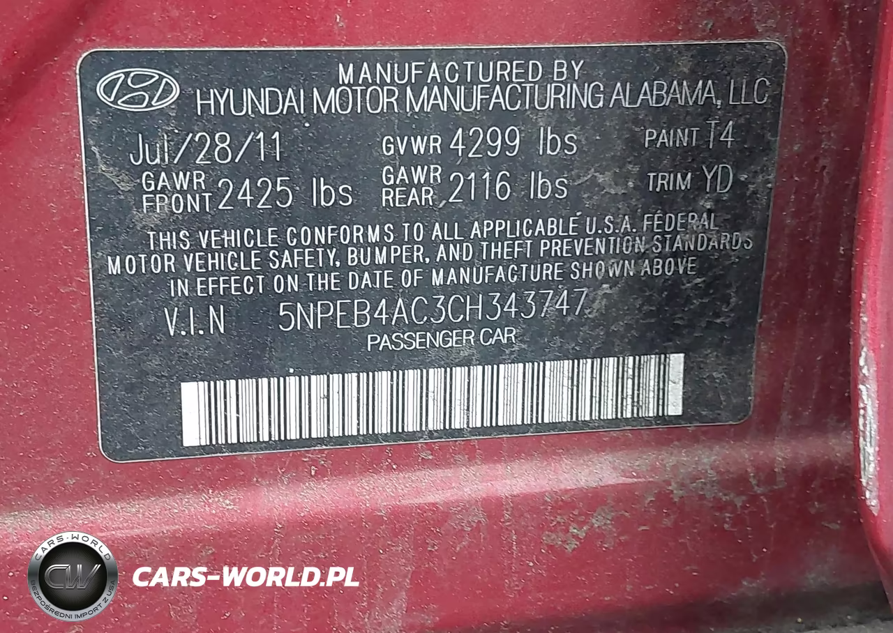 2012 Hyundai Sonata Gls VIN:5NPEB4AC3CH343747 - 9