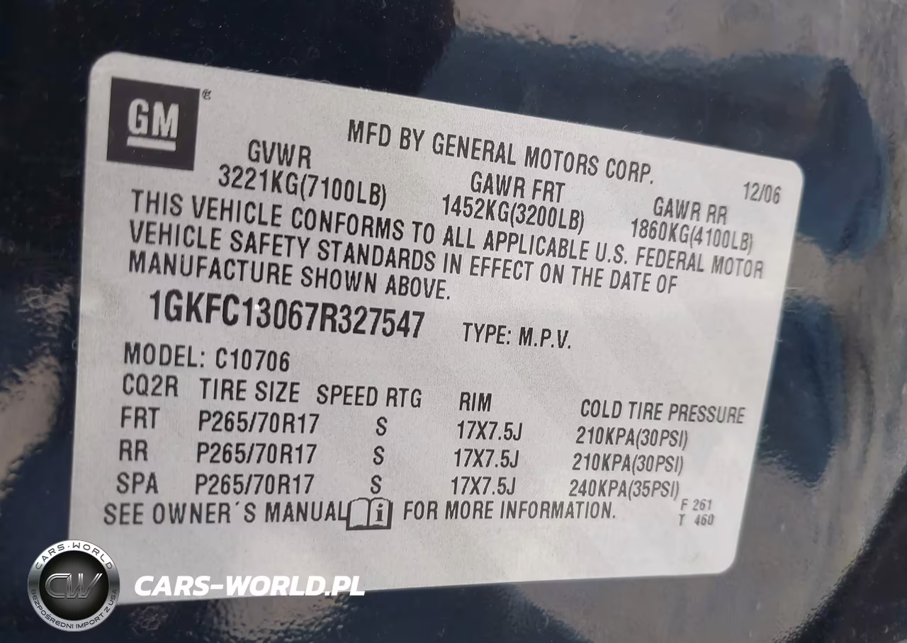 2007 GMC Yukon Commercial VIN:1GKFC13067R327547 - 9
