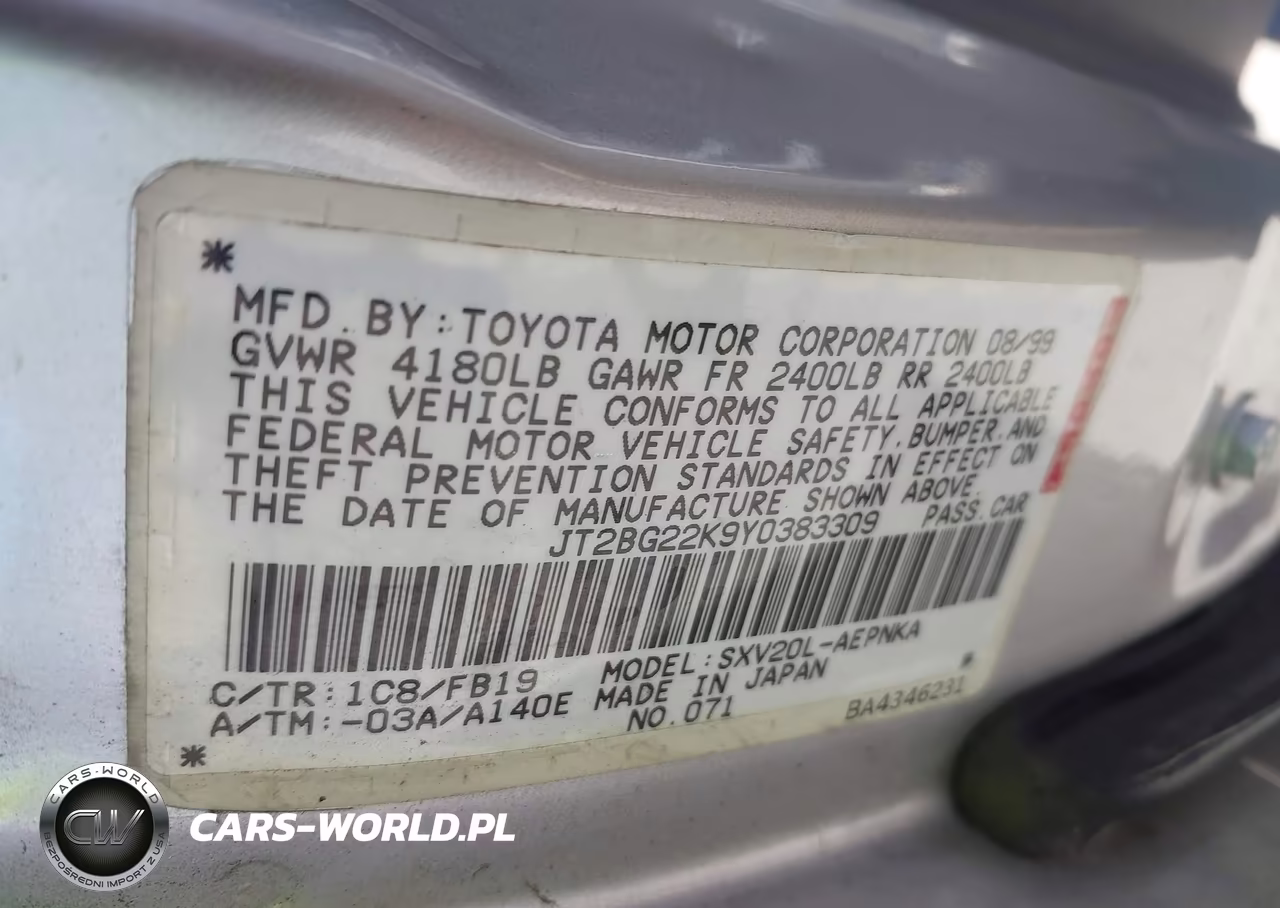 2000 Toyota Camry Le VIN:JT2BG22K9Y0383309 - 9