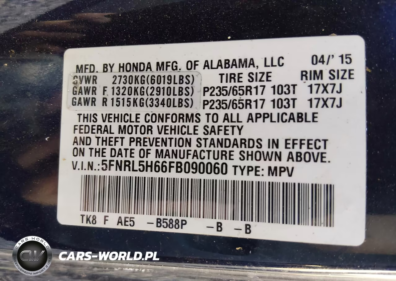 2015 Honda Odyssey Ex-L VIN:5FNRL5H66FB090060 - 9