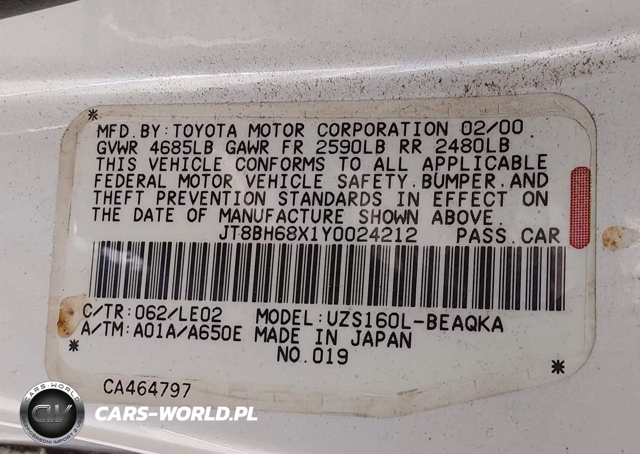 2000 Lexus Gs 400 VIN:JT8BH68X1Y0024212 - 9
