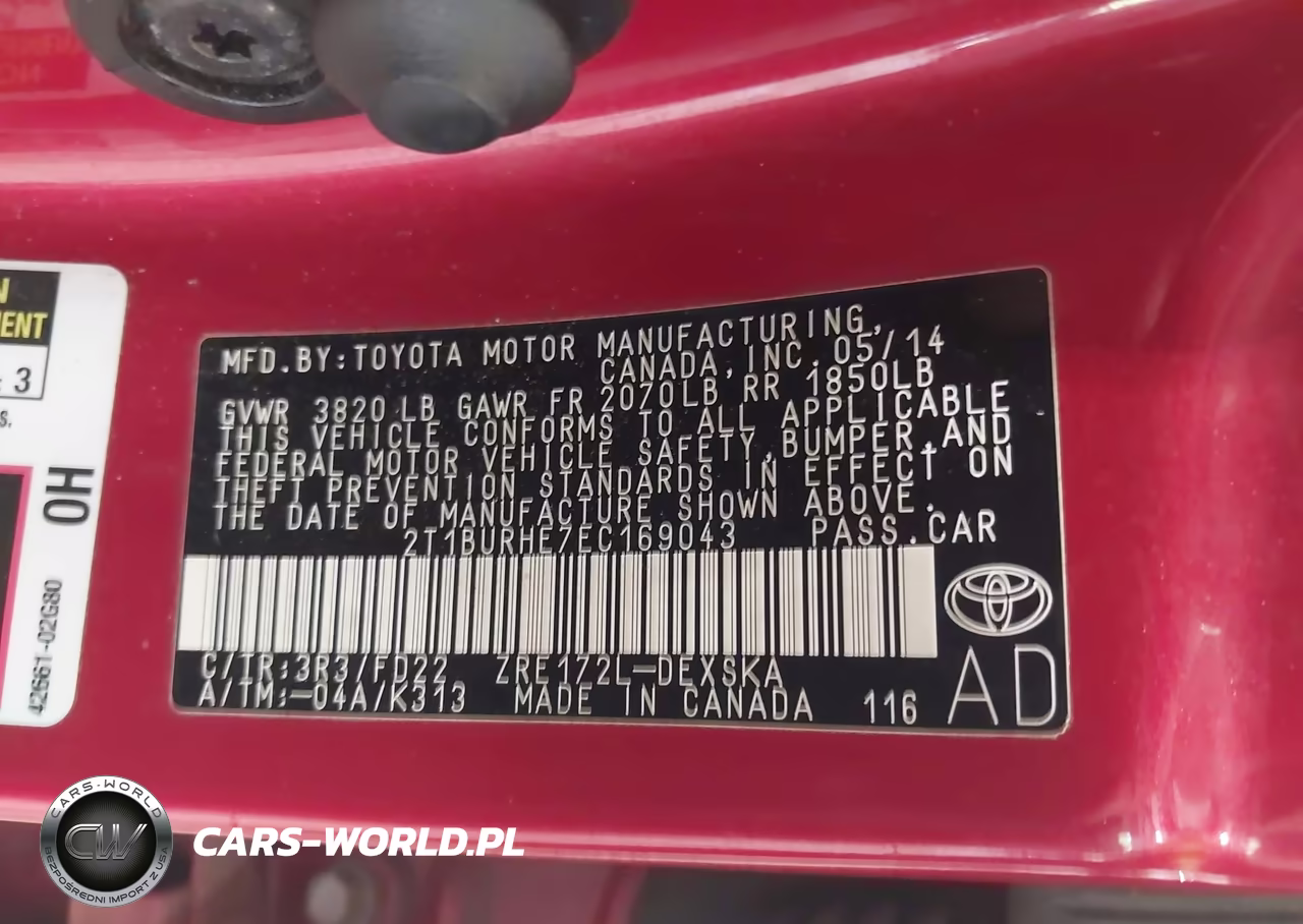 2014 Toyota Corolla S Plus VIN:2T1BURHE7EC169043 - 9