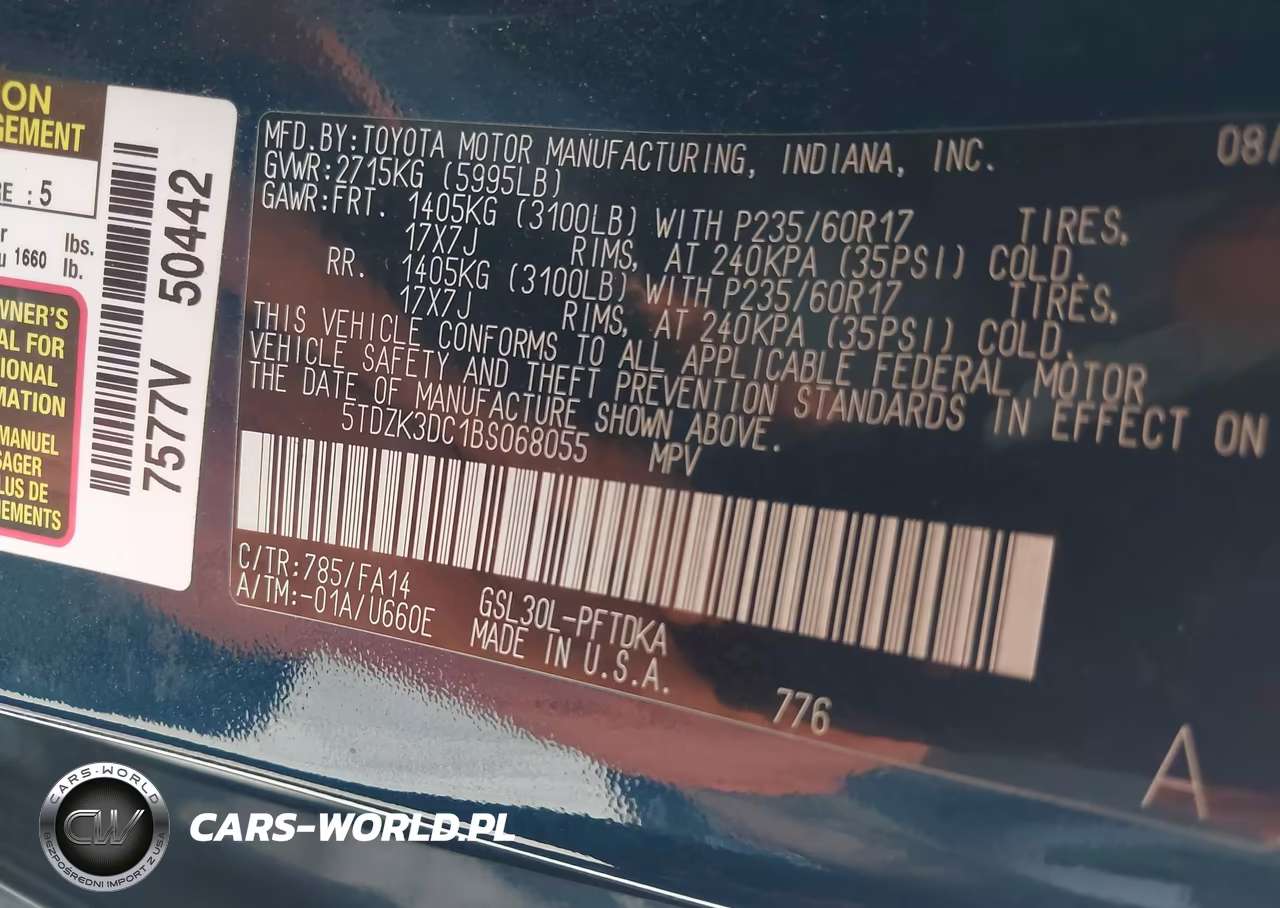 2011 Toyota Sienna Base V6 VIN:5TDZK3DC1BS068055 - 9