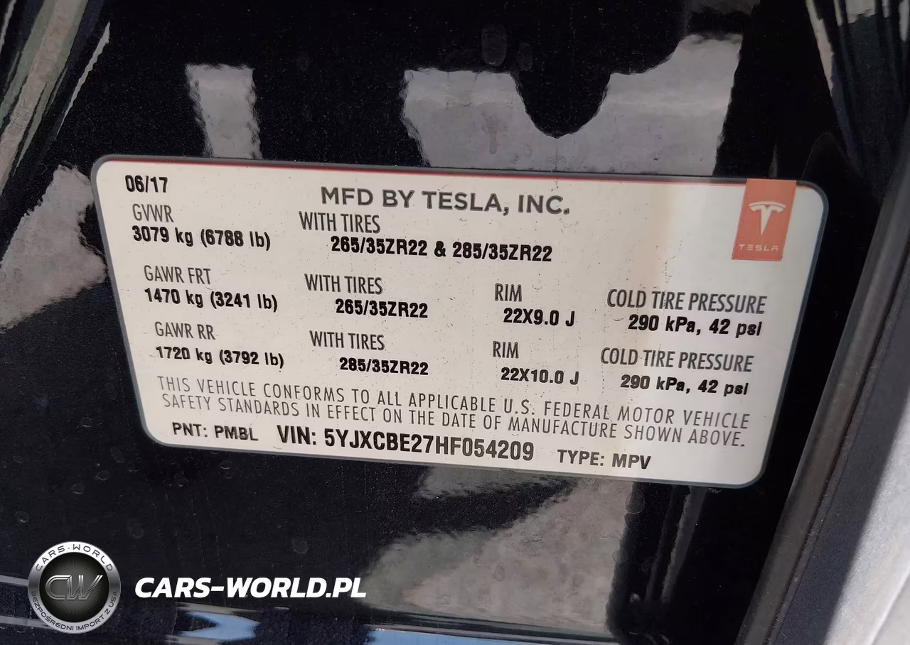 2017 Tesla Model X 100D-75D-90D VIN:5YJXCBE27HF054209 - 9