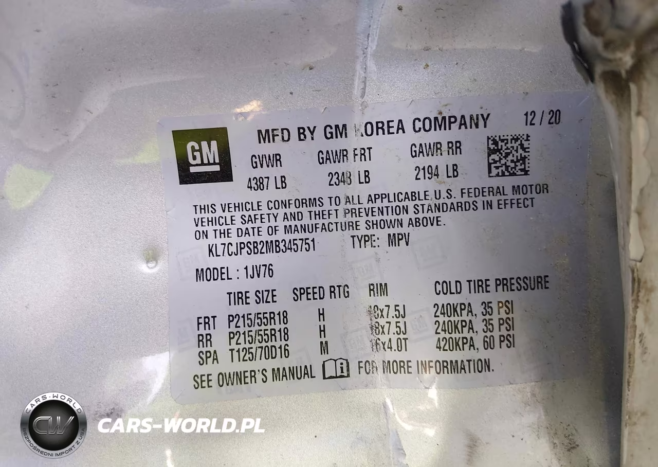 2021 Chevrolet Trax Awd Lt VIN:KL7CJPSB2MB345751 - 9