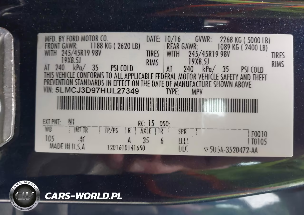 2017 Lincoln Mkc Reserve VIN:5LMCJ3D97HUL27349 - 9