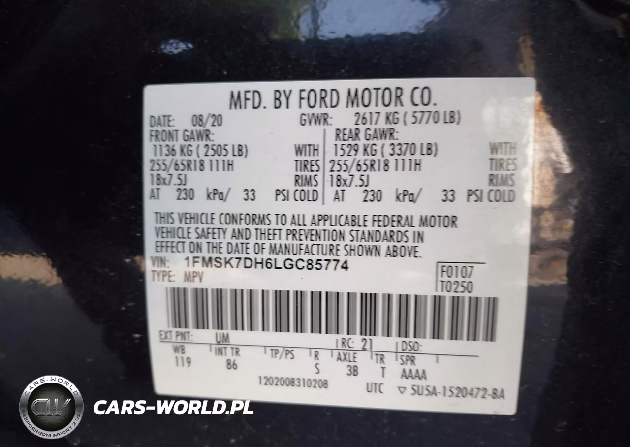 2020 Ford Explorer Xlt VIN:1FMSK7DH6LGC85774 - 9