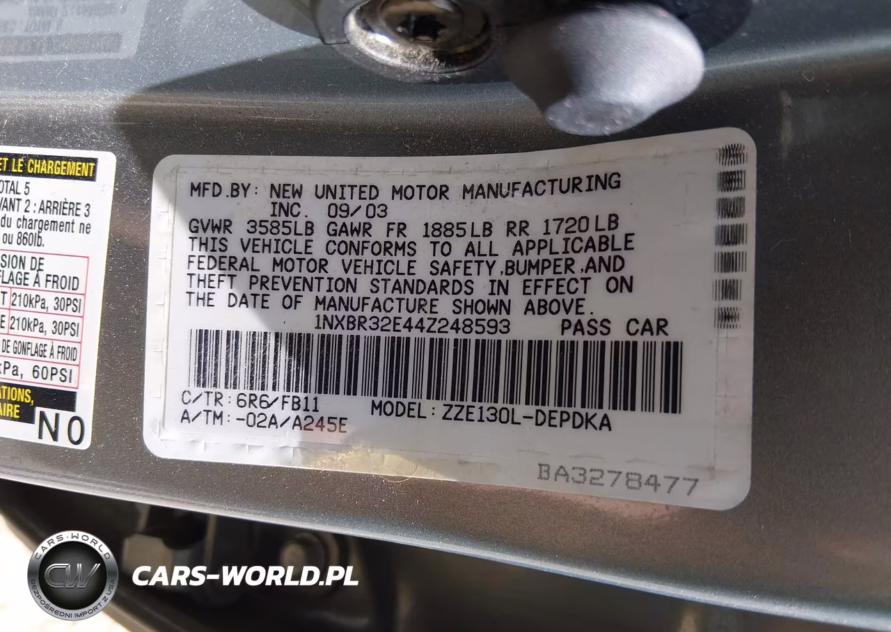 2004 Toyota Corolla Ce VIN:1NXBR32E44Z248593 - 9