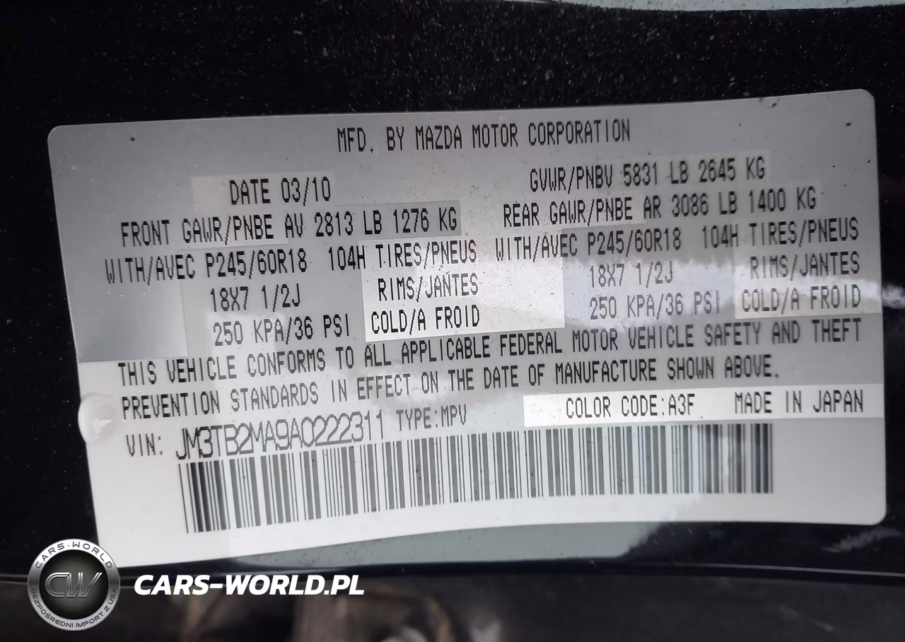 2010 Mazda Cx-9 Touring VIN:JM3TB2MA9A0222311 - 9