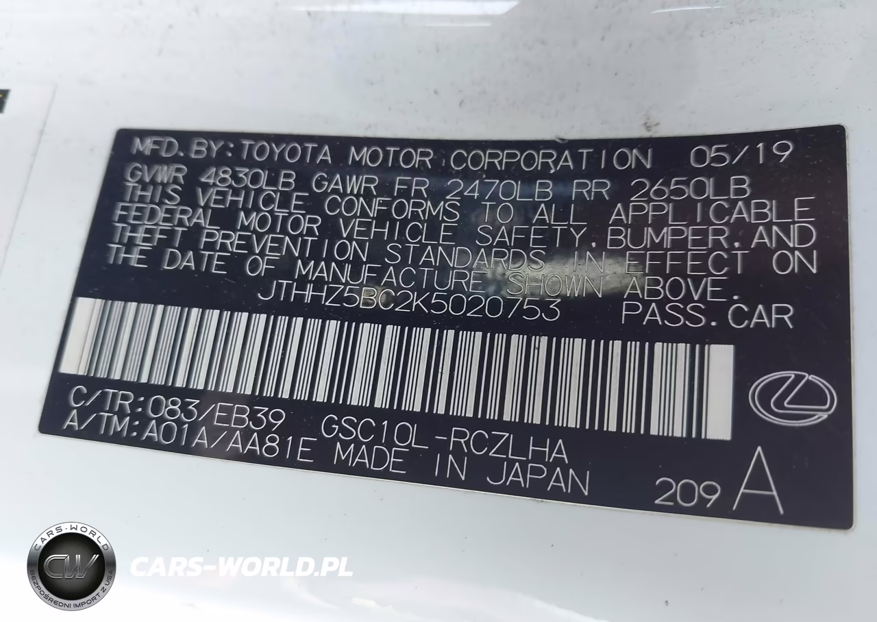 2019 Lexus Rc 350 F Sport VIN:JTHHZ5BC2K5020753 - 9