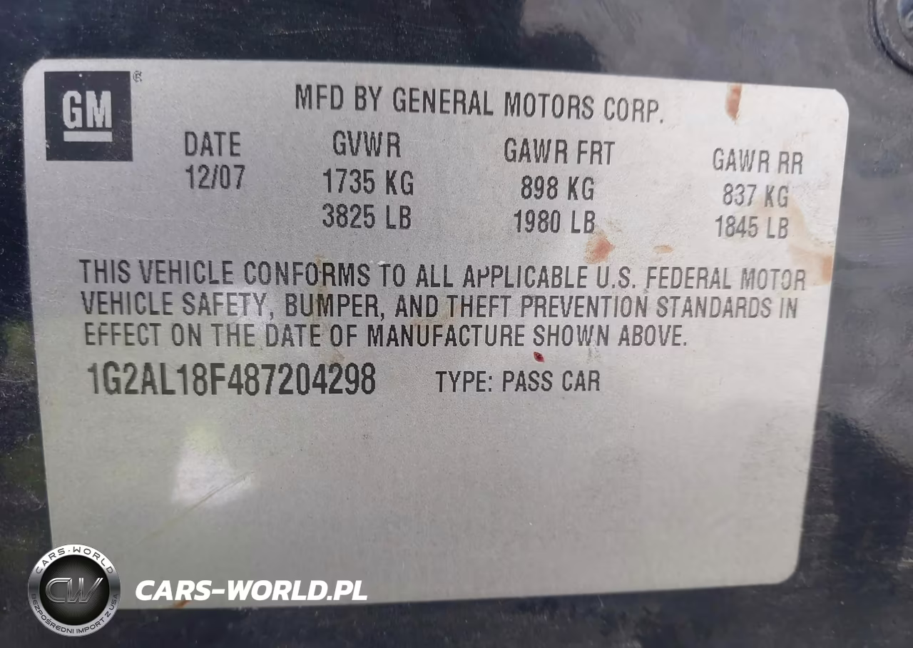 2008 Pontiac G5 VIN:1G2AL18F487204298 - 9