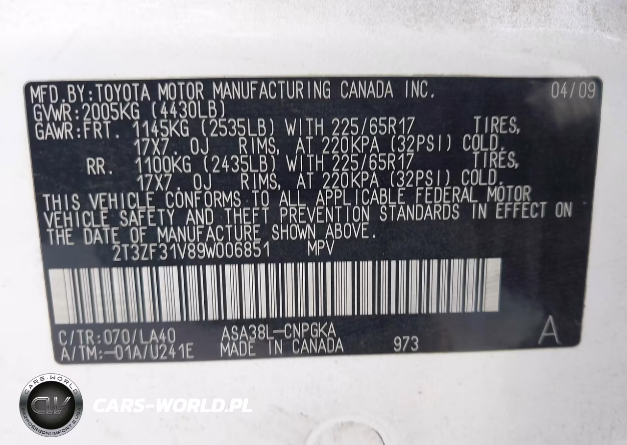 2009 Toyota Rav4 Limited VIN:2T3ZF31V89W006851 - 9