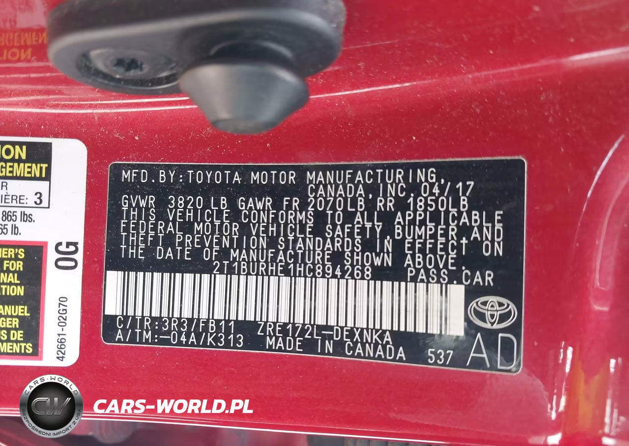 2017 Toyota Corolla Le VIN:2T1BURHE1HC894268 - 9