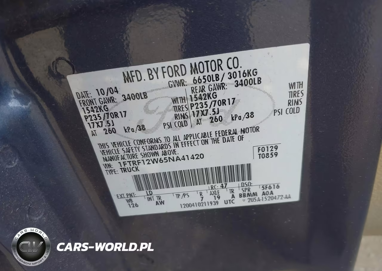 2005 Ford F-150 Stx-Xl-Xlt VIN:1FTRF12W65NA41420 - 9