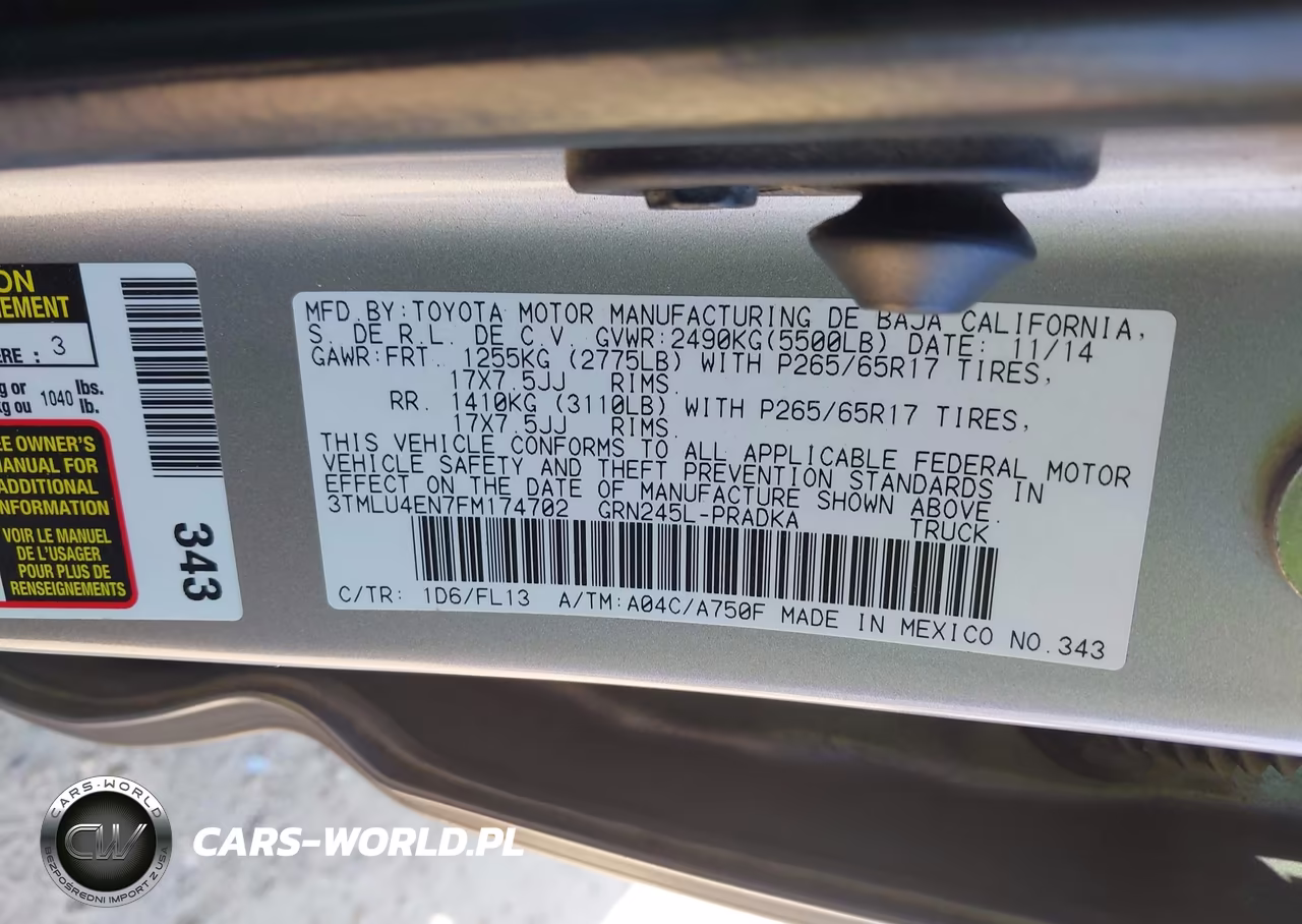 2015 Toyota Tacoma Base V6 VIN:3TMLU4EN7FM174702 - 9