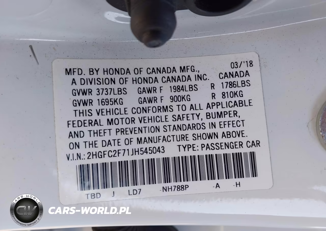 2018 Honda Civic Ex VIN:2HGFC2F71JH545043 - 9