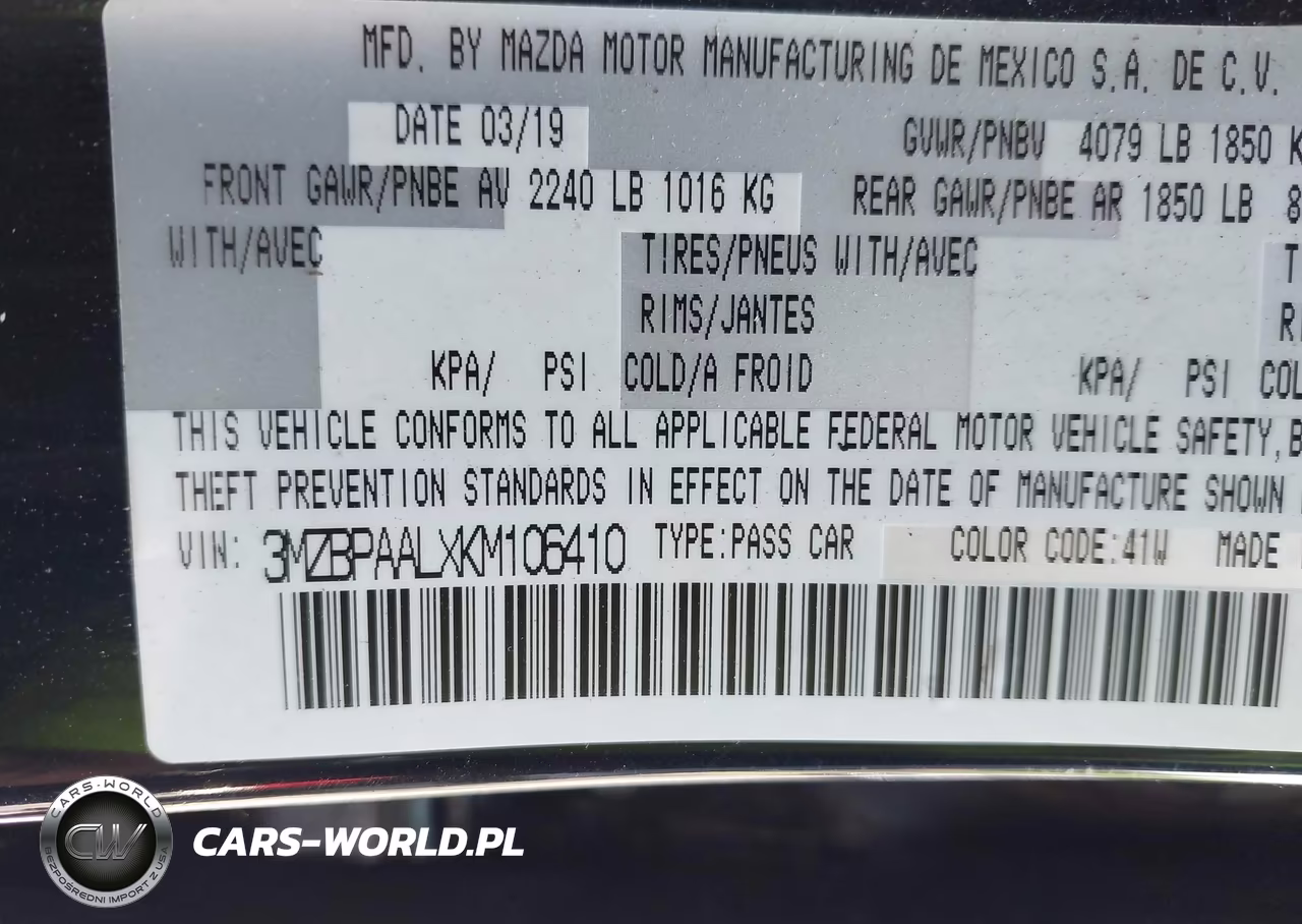 2019 Mazda Mazda3 Select Package VIN:3MZBPAALXKM106410 - 9