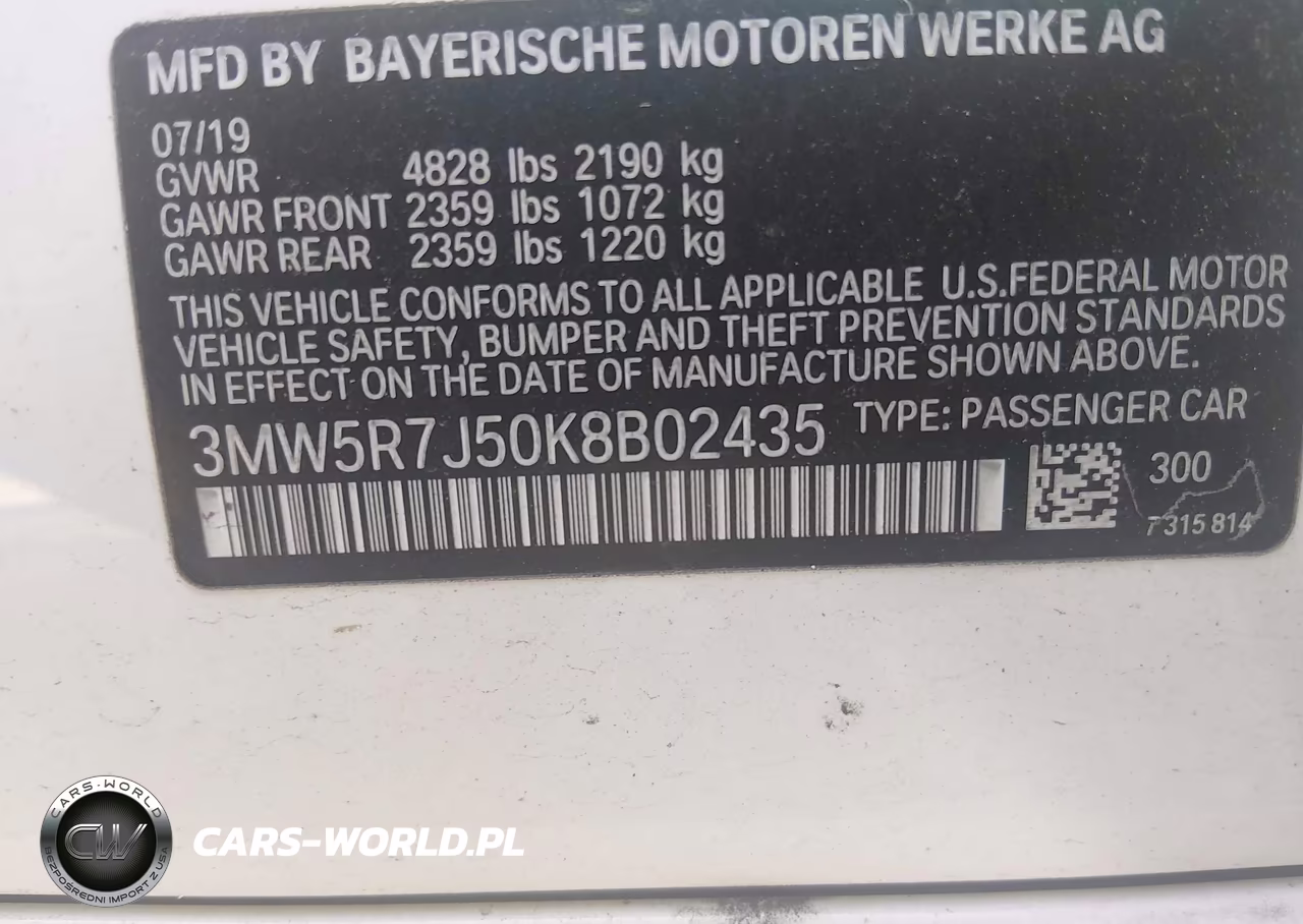 2019 BMW 330I xDrive VIN:3MW5R7J50K8B02435 - 9