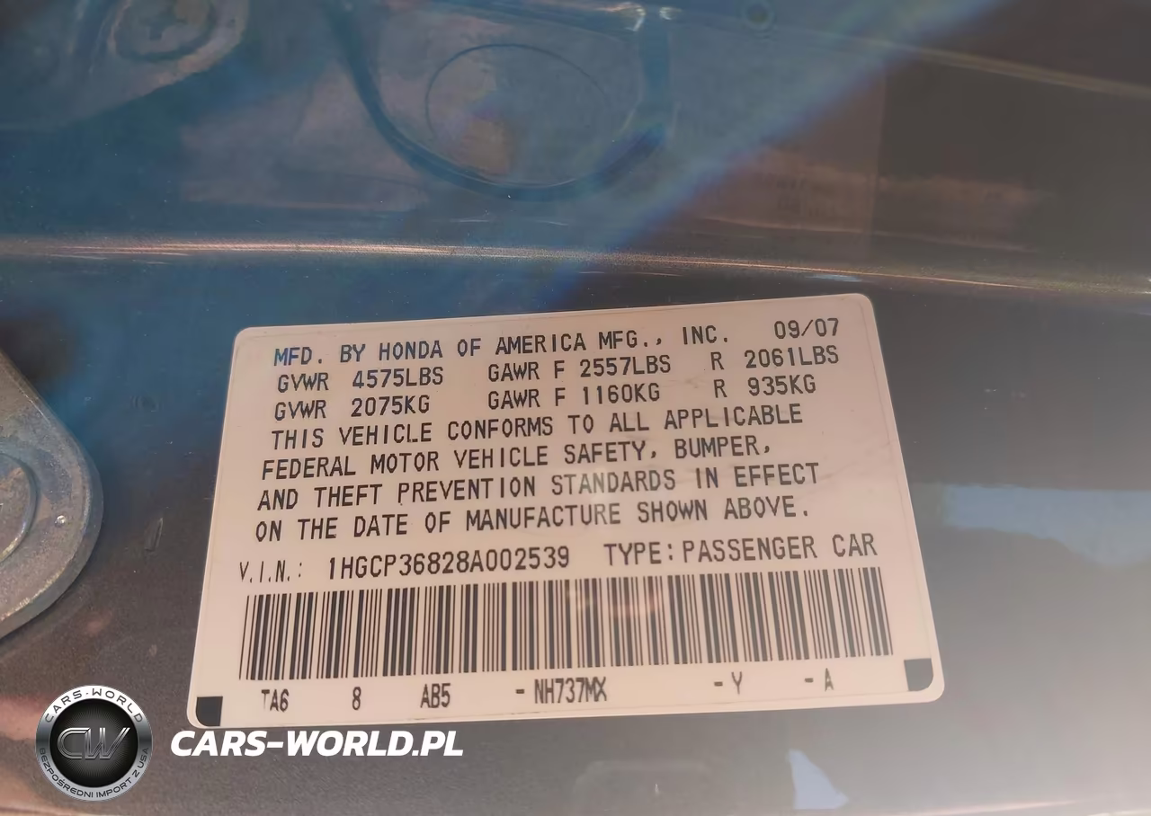 2008 Honda Accord 3.5 Ex-L VIN:1HGCP36828A002539 - 9