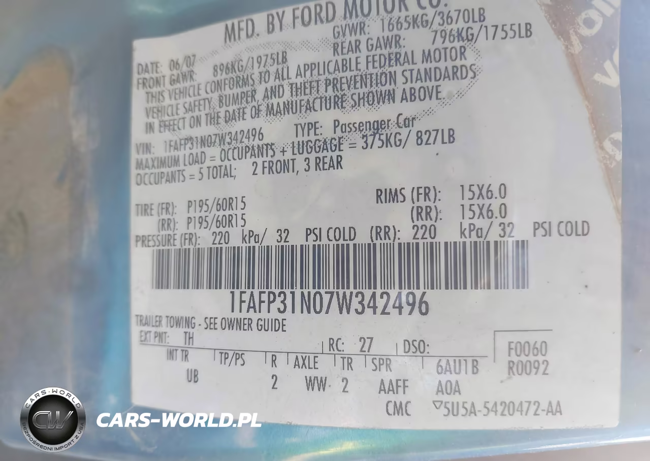 2007 Ford Focus S-Se-Ses VIN:1FAFP31N07W342496 - 9