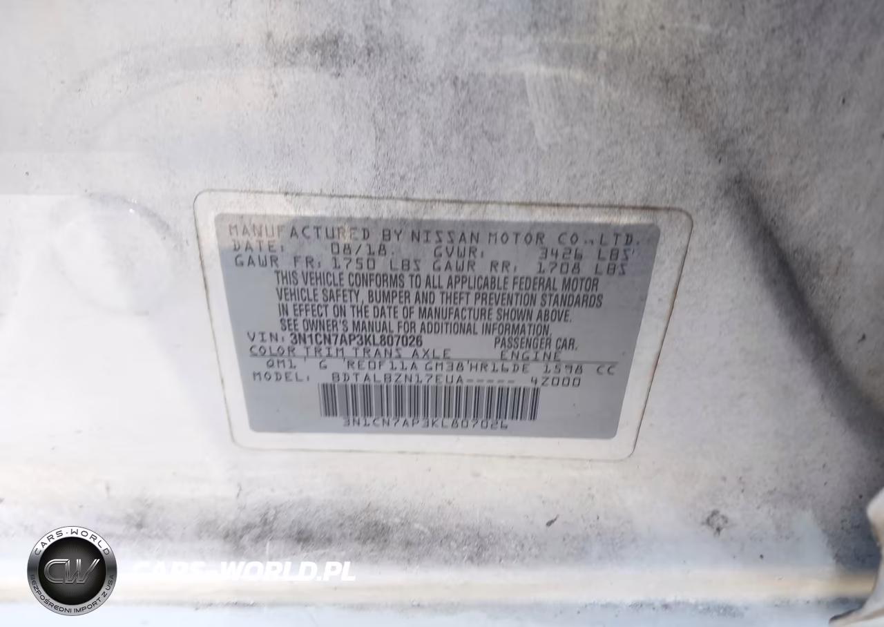 2019 Nissan Versa 1.6 Sv VIN:3N1CN7AP3KL807026 - 9