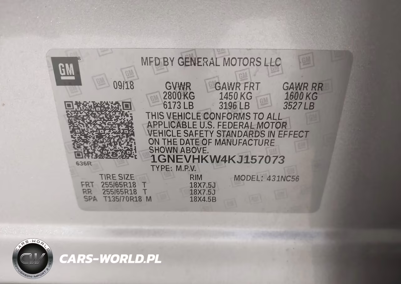 2019 Chevrolet Traverse 3Lt VIN:1GNEVHKW4KJ157073 - 9