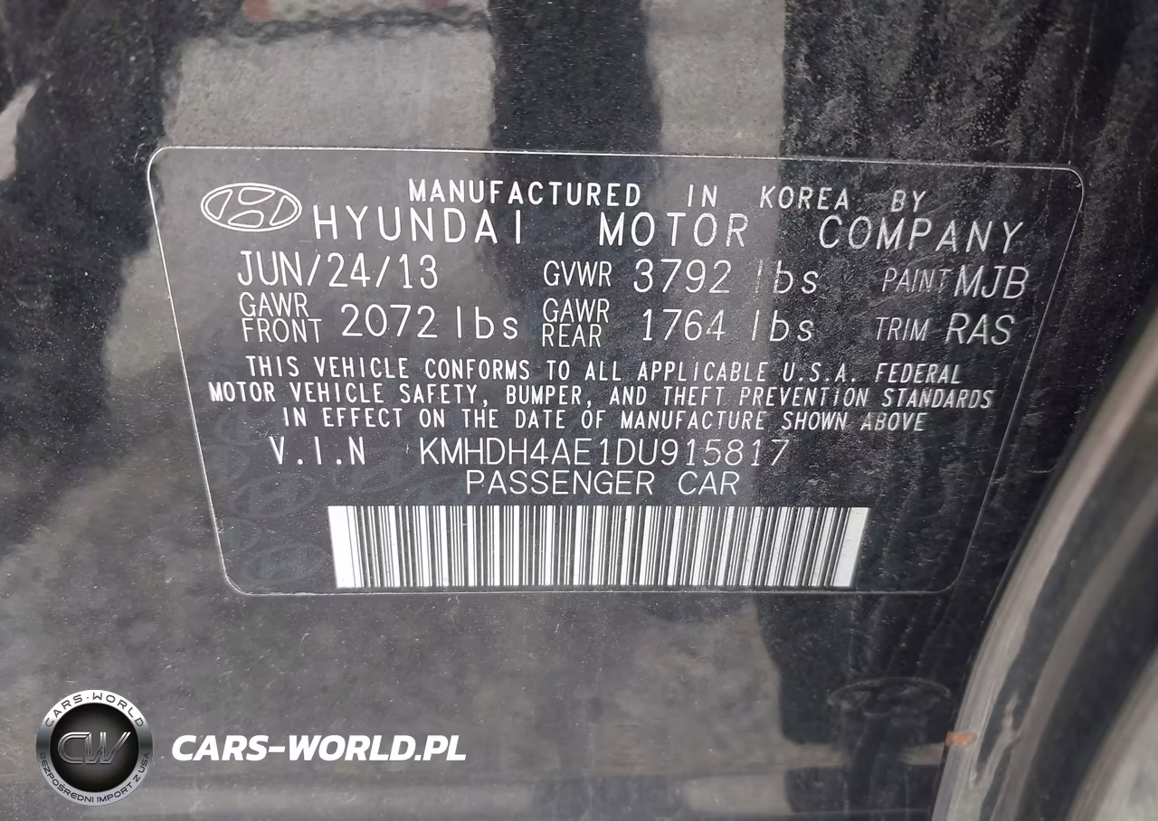 2013 Hyundai Elantra Gls VIN:KMHDH4AE1DU915817 - 9