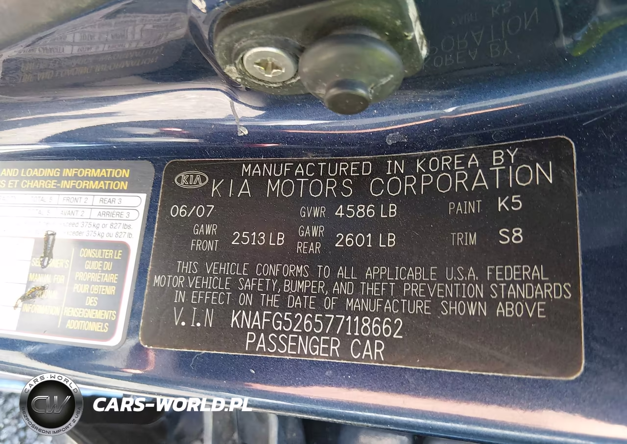 2007 Kia Rondo Ex V6 VIN:KNAFG526577118662 - 9