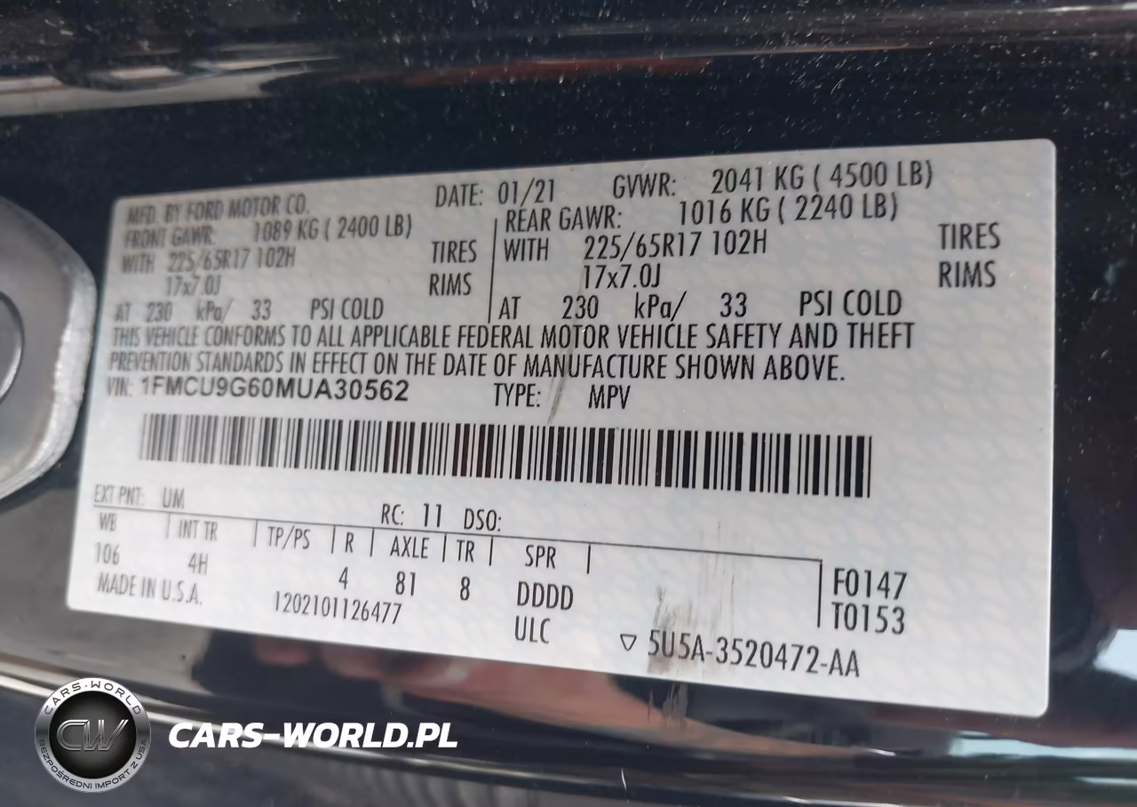2021 Ford Escape Se VIN:1FMCU9G60MUA30562 - 9