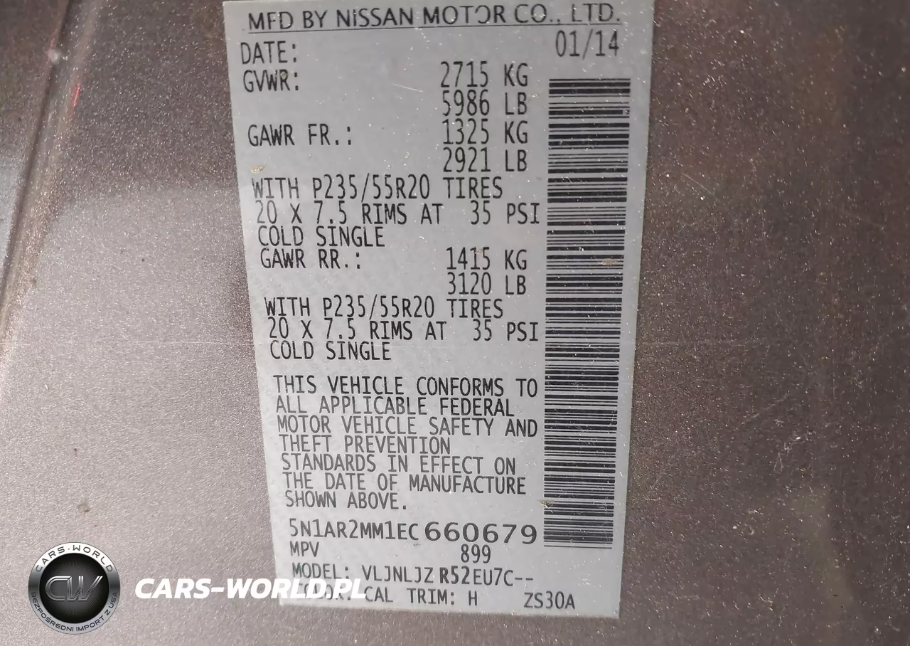 2014 Nissan Pathfinder Platinum VIN:5N1AR2MM1EC660679 - 9