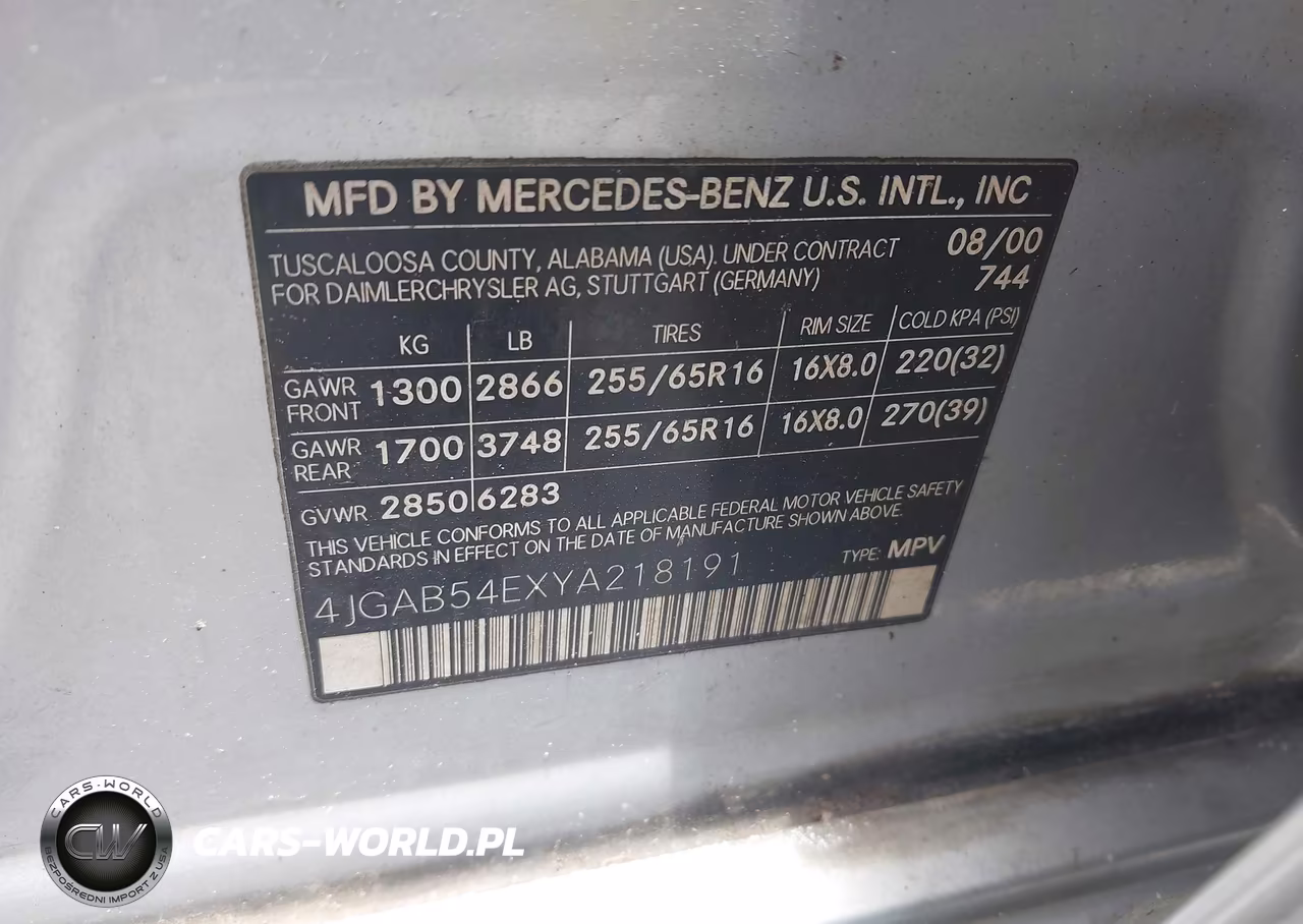 2000 Mercedes-Benz Ml 320 VIN:4JGAB54EXYA218191 - 9