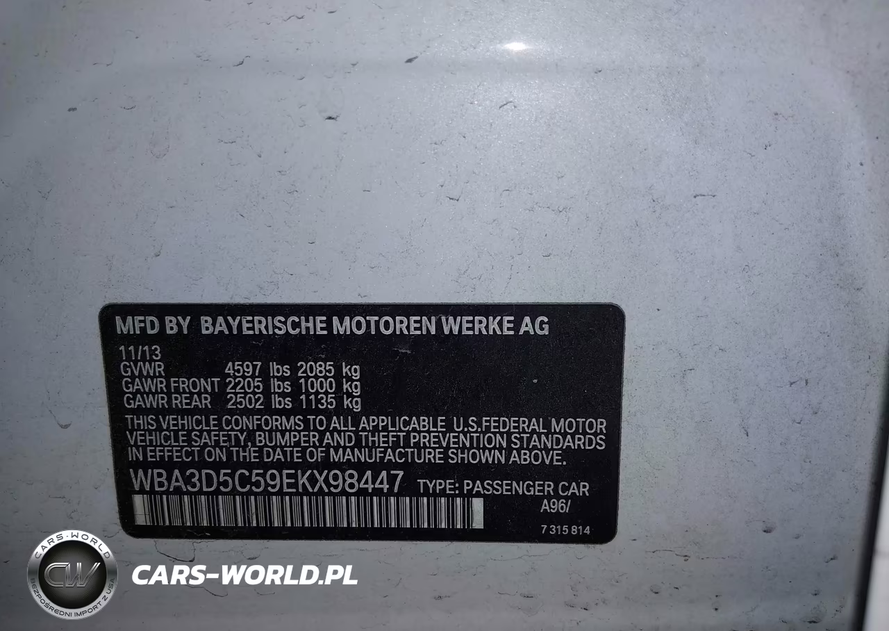 2014 BMW 328D xDrive VIN:WBA3D5C59EKX98447 - 9