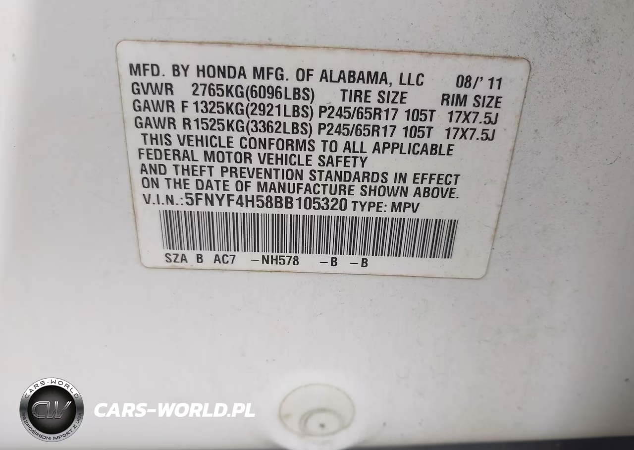 2011 Honda Pilot Ex-L VIN:5FNYF4H58BB105320 - 9