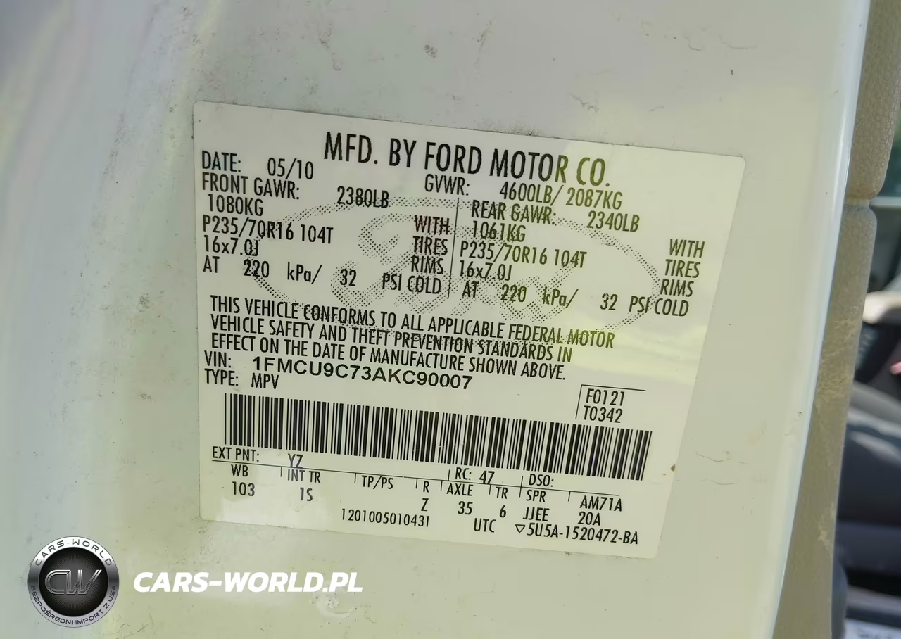 2010 Ford Escape Xls VIN:1FMCU9C73AKC90007 - 9