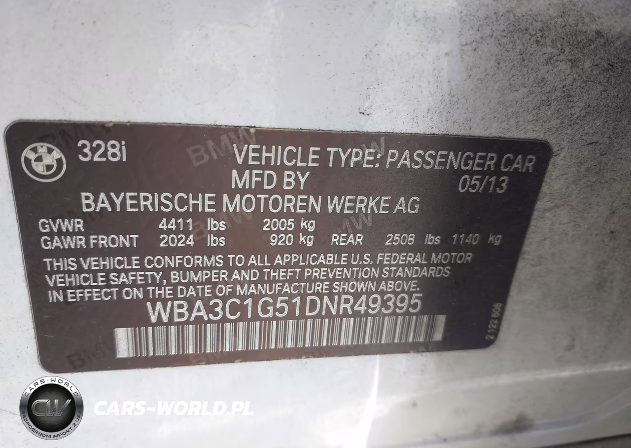 2013 BMW 328I VIN:WBA3C1G51DNR49395 - 9