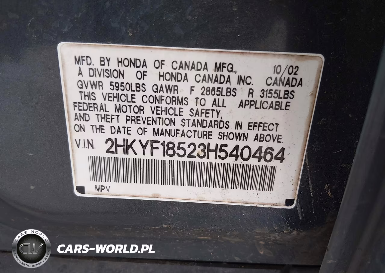 2003 Honda Pilot Ex-L VIN:2HKYF18523H540464 - 9