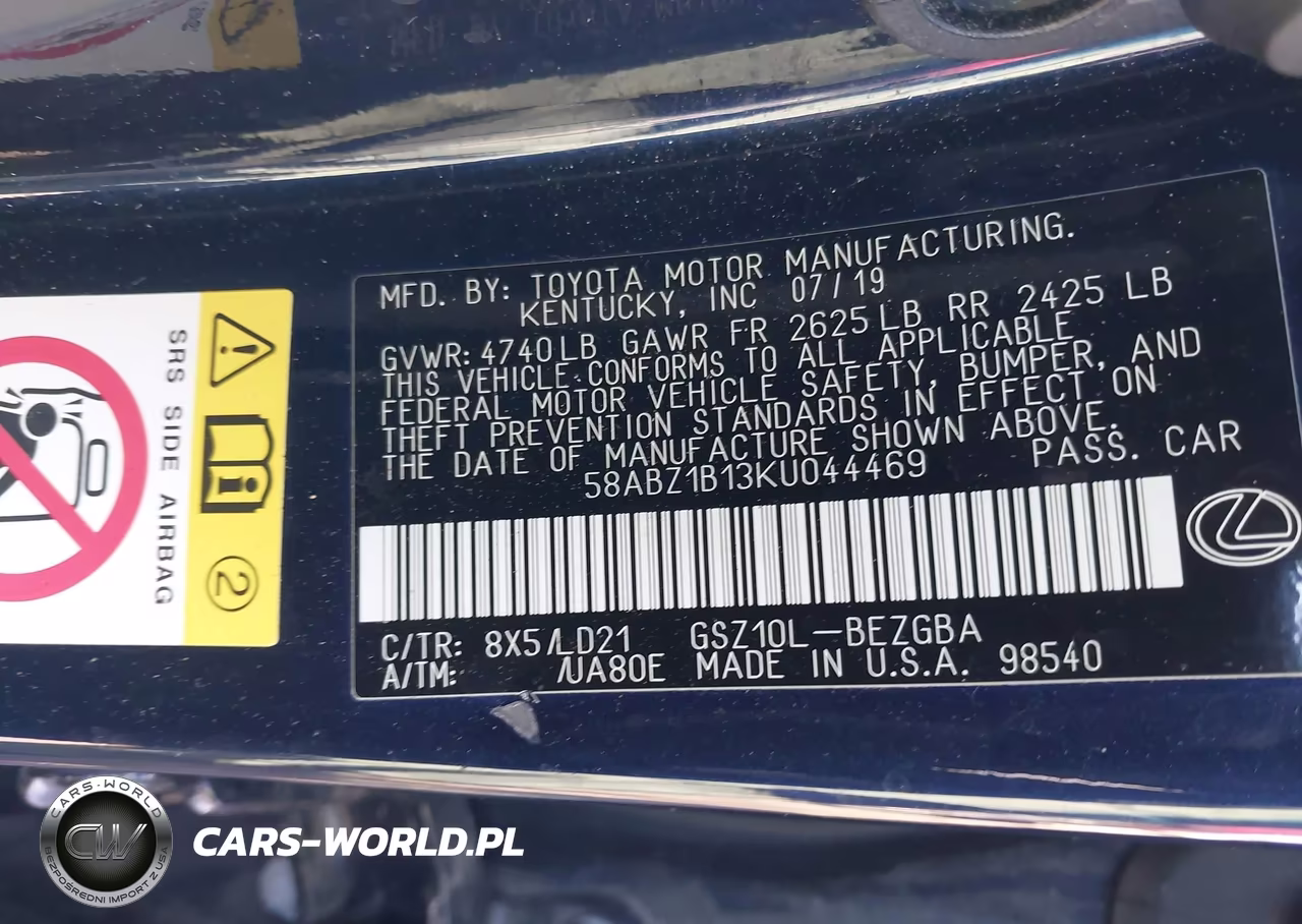 2019 Lexus Es 350 VIN:58ABZ1B13KU044469 - 9