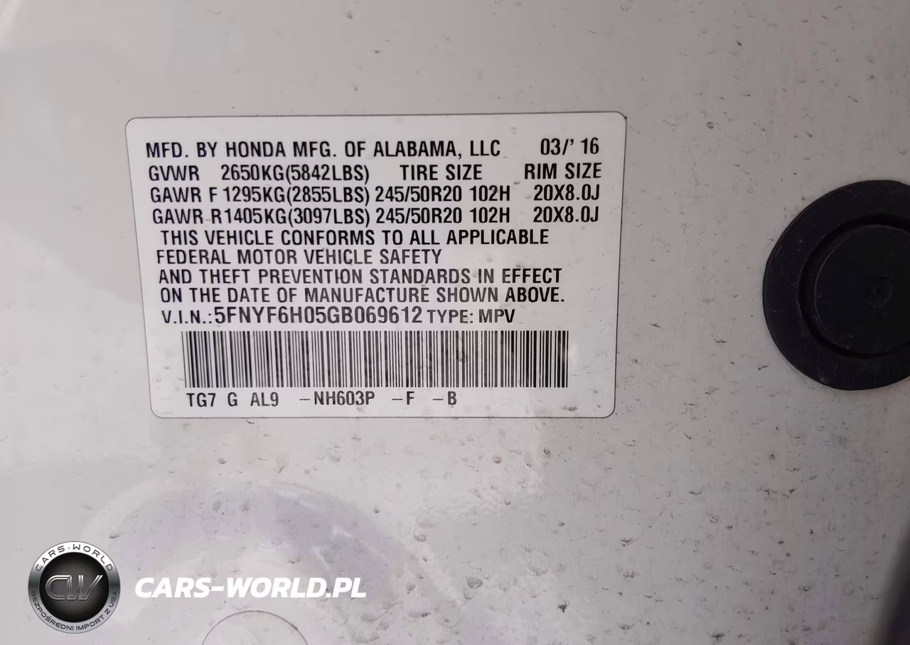2016 Honda Pilot Elite VIN:5FNYF6H05GB069612 - 9