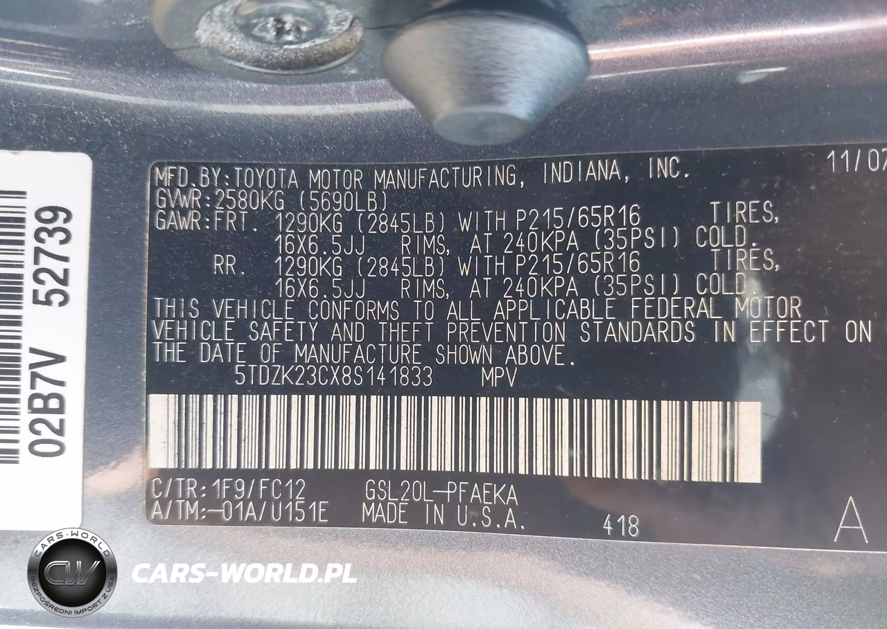 2008 Toyota Sienna Le VIN:5TDZK23CX8S141833 - 9